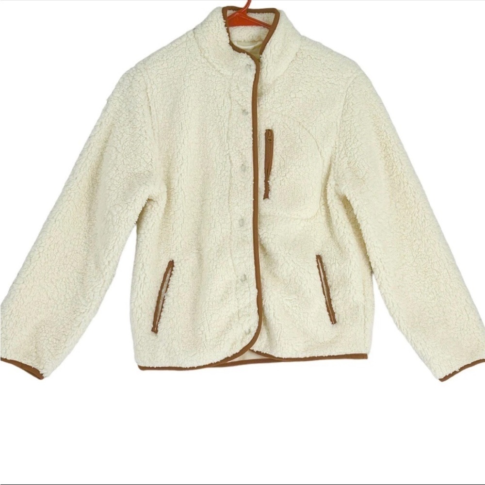 Universal Thread Cream Sherpa Jacket w/Cinnamon Color Trim Womens Size XXL NWOT